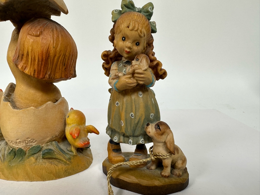 Three Vintage Ferrandiz Anri Wooden Figurines And One Vintage Limited Edition Anri Sarah Kay Wooden Figurine 4.5H - 6H [Photo 9]