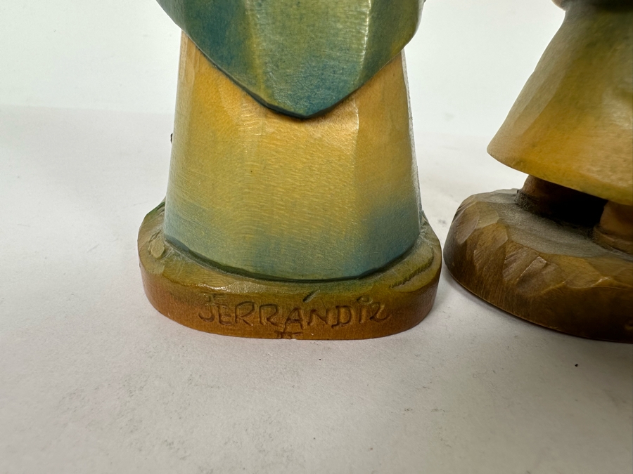 Three Vintage Ferrandiz Anri Wooden Figurines And One Vintage Limited Edition Anri Sarah Kay Wooden Figurine 4.5H - 6H [Photo 13]