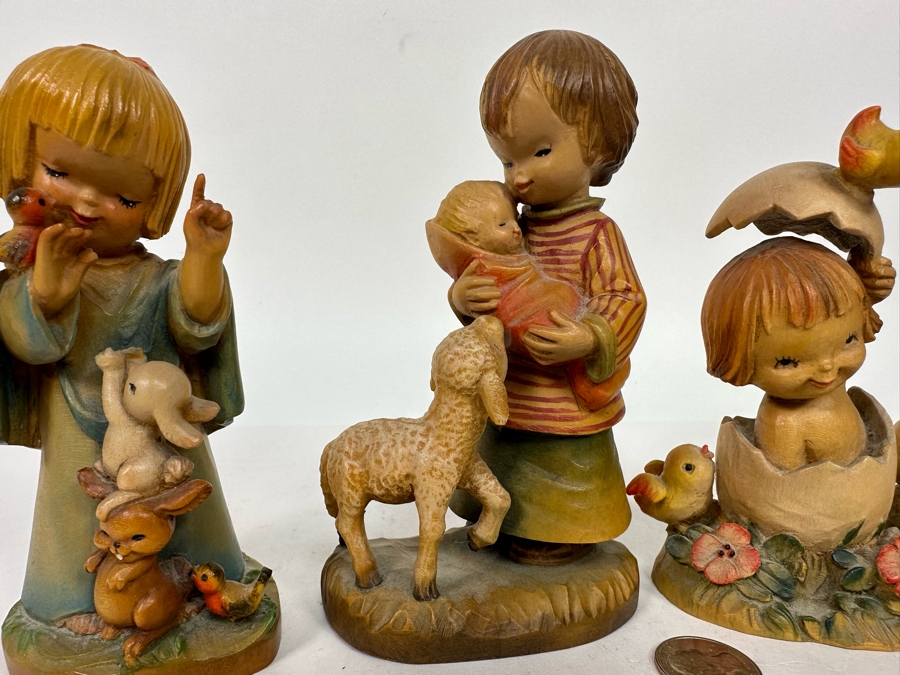 Three Vintage Ferrandiz Anri Wooden Figurines And One Vintage Limited Edition Anri Sarah Kay Wooden Figurine 4.5H - 6H [Photo 5]