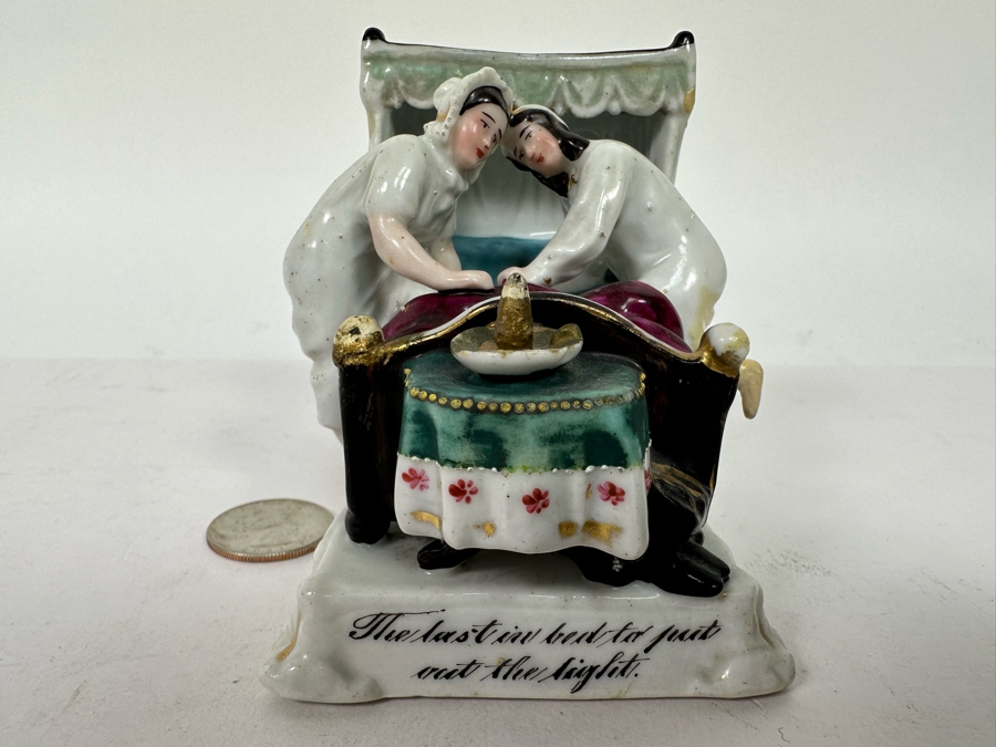 Antique 1870 English Staffordshire Fairing Of Couple Going To Bed 3W X 3.5D X 3H [Photo 2]
