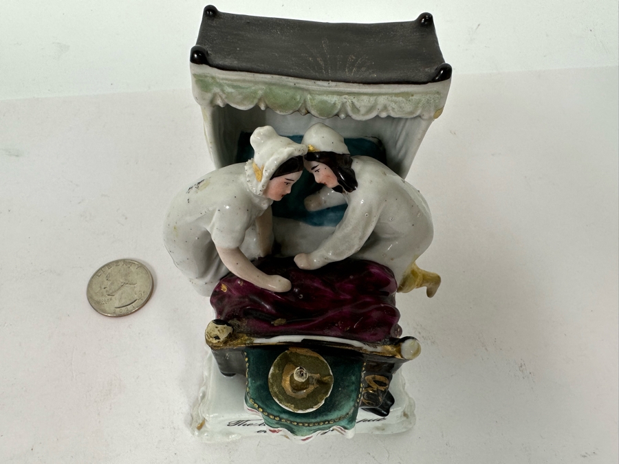 Antique 1870 English Staffordshire Fairing Of Couple Going To Bed 3W X 3.5D X 3H [Photo 8]
