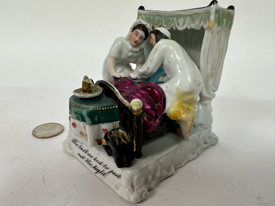 Antique 1870 English Staffordshire Fairing Of Couple Going To Bed 3W X 3.5D X 3H [Photo 5]