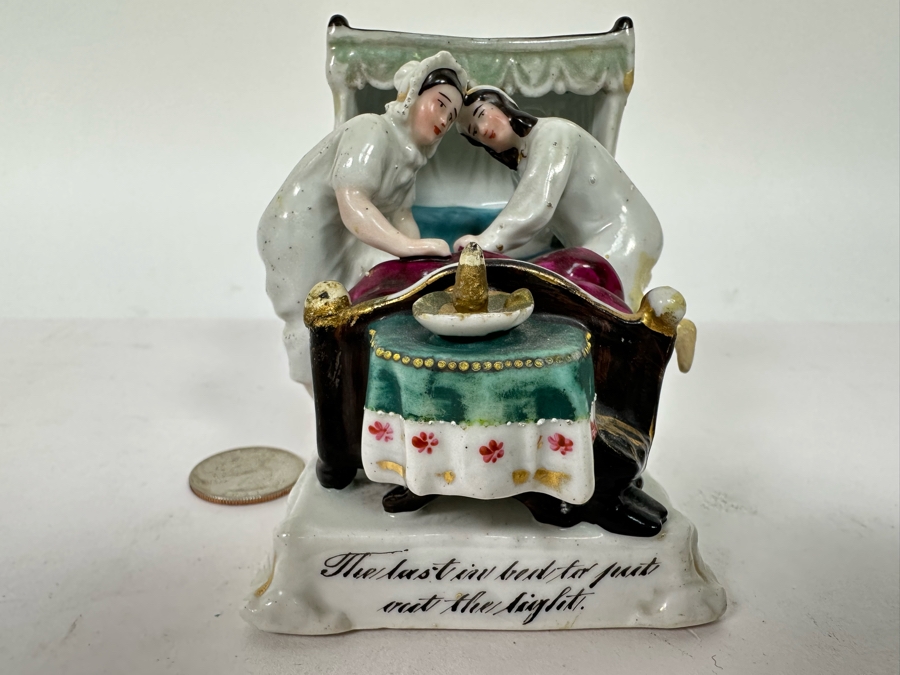 Antique 1870 English Staffordshire Fairing Of Couple Going To Bed 3W X 3.5D X 3H [Photo 3]