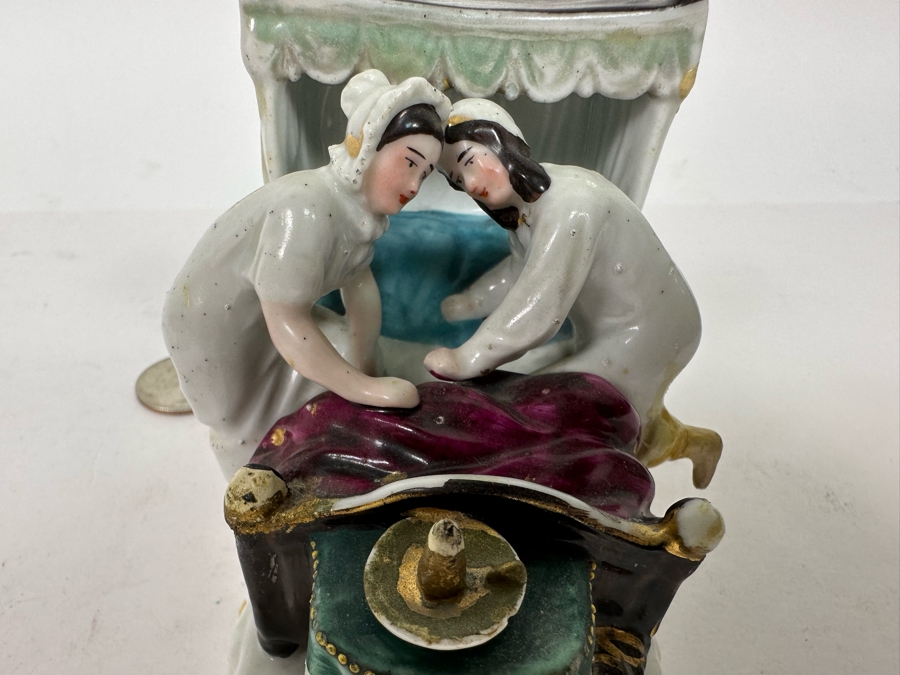 Antique 1870 English Staffordshire Fairing Of Couple Going To Bed 3W X 3.5D X 3H [Photo 13]