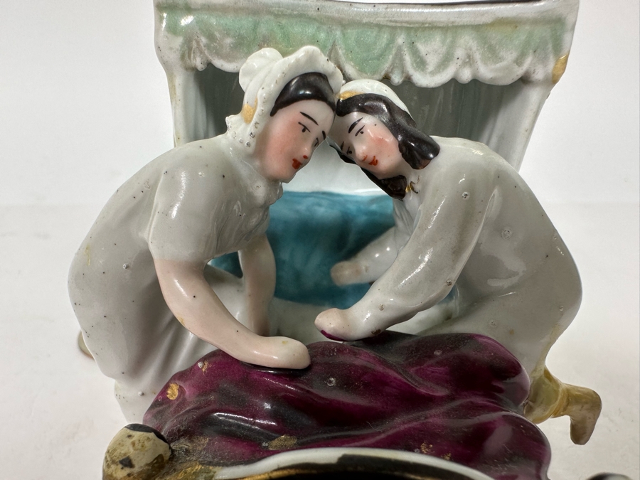 Antique 1870 English Staffordshire Fairing Of Couple Going To Bed 3W X 3.5D X 3H [Photo 12]