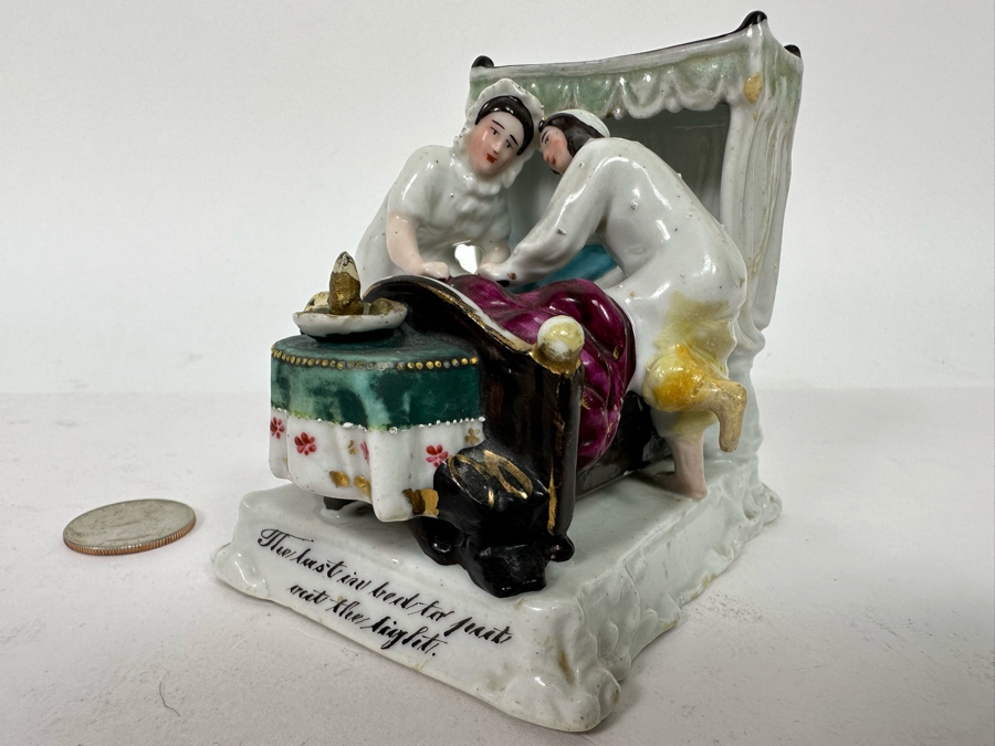 Antique 1870 English Staffordshire Fairing Of Couple Going To Bed 3W X 3.5D X 3H [Photo 4]