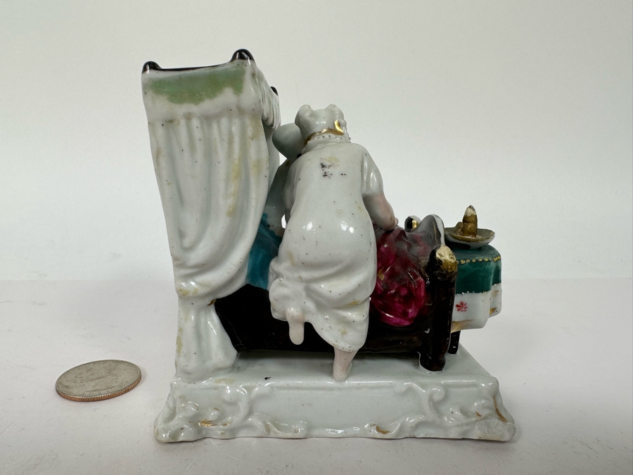 Antique 1870 English Staffordshire Fairing Of Couple Going To Bed 3W X 3.5D X 3H [Photo 7]
