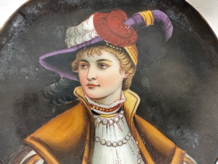Collection Of Five Antique Victorian Hand Painted Portrait Butter Pats [Photo 11]