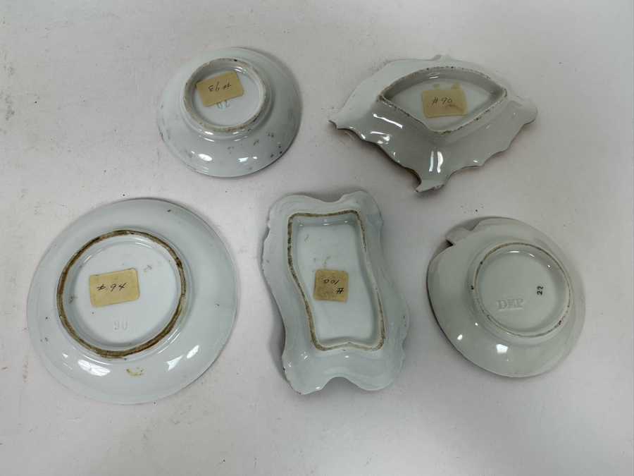 Collection Of Five Antique Victorian Hand Painted Portrait Butter Pats [Photo 15]