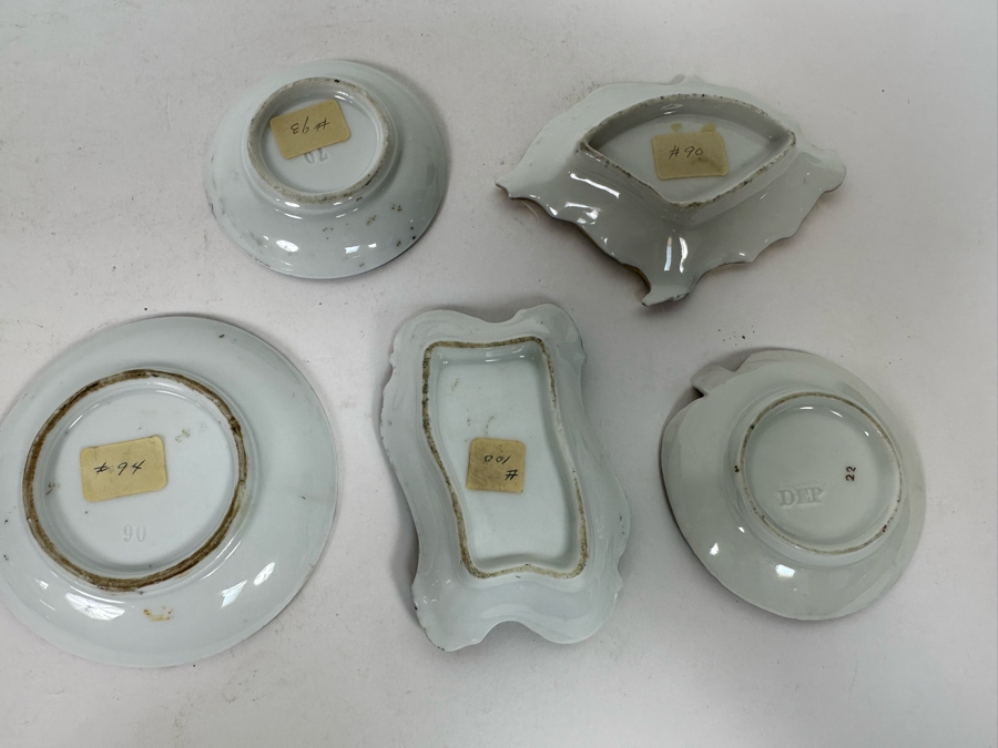 Collection Of Five Antique Victorian Hand Painted Portrait Butter Pats [Photo 14]