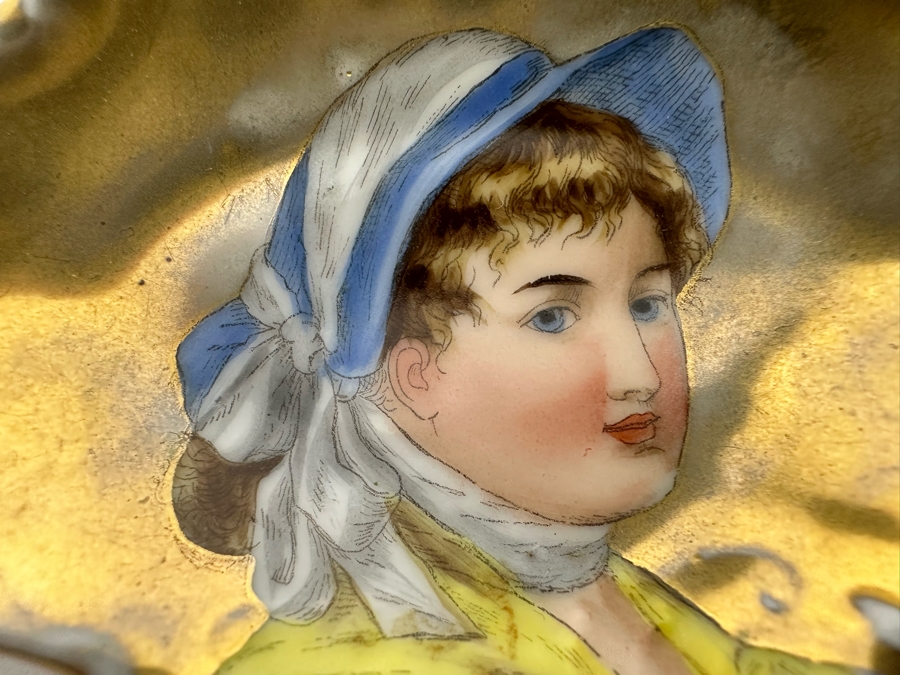 Collection Of Five Antique Victorian Hand Painted Portrait Butter Pats [Photo 5]