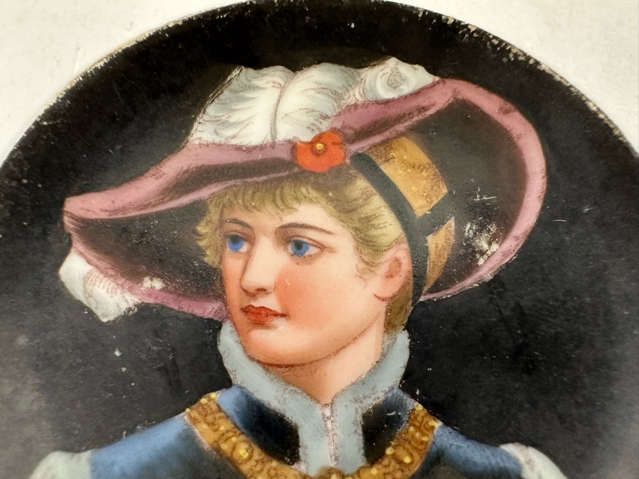 Collection Of Five Antique Victorian Hand Painted Portrait Butter Pats [Photo 13]