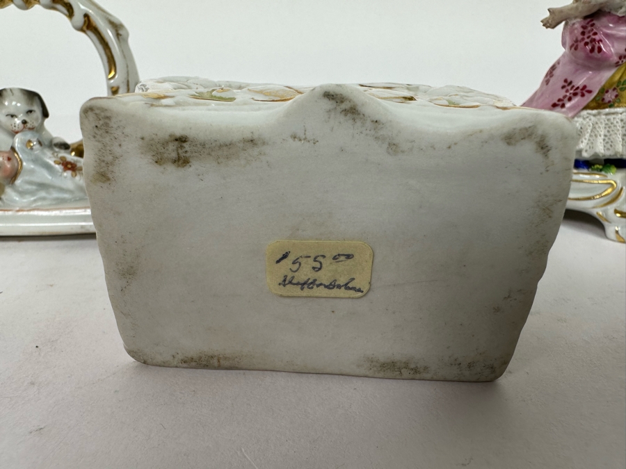 Antique Staffordshire Porcelain Box And Antique 19th Century Germany Dancing Couple Figurine 4.5H [Photo 10]