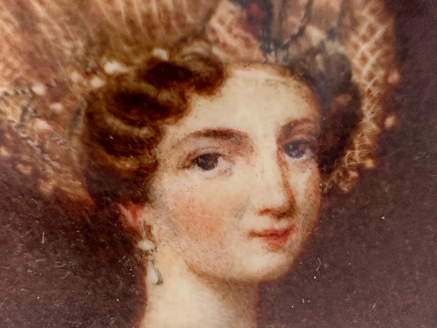 Antique Miniature Hand Painted Portrait Painting With Gilt Stand 3.5W X 6.5H [Photo 7]