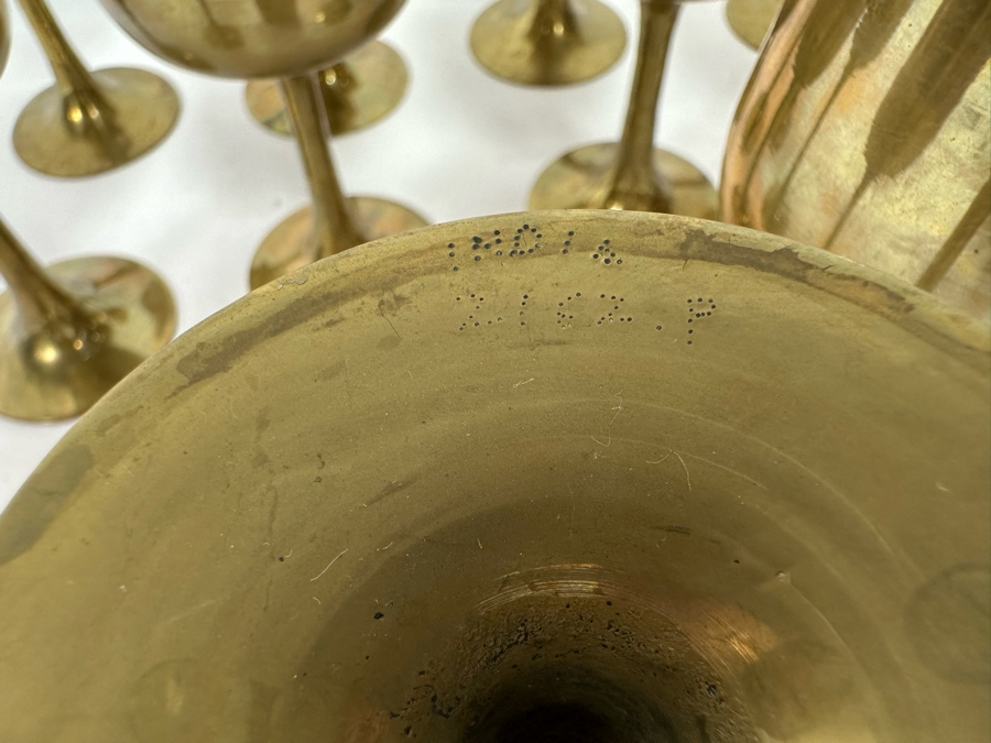 Set Of 12 Vintage India Brass Stemware Glasses 6H [Photo 5]