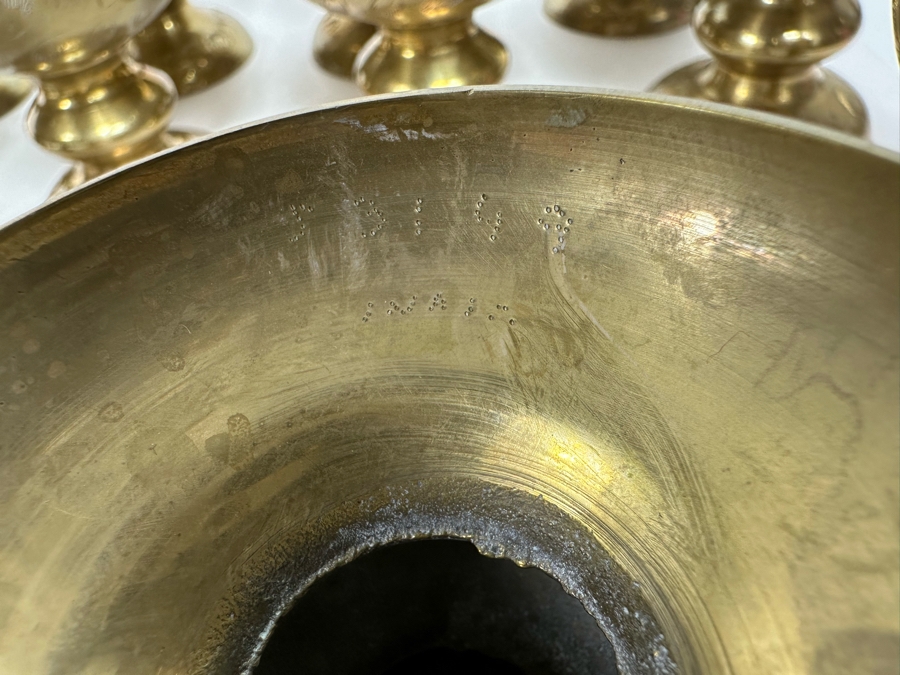 Set Of 12 Vintage India Etched Brass Footed Bowls Cups 4H [Photo 7]