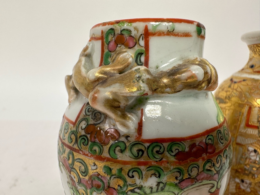 Vintage Chinese Small Hand Painted Porcelain Vase And Vintage Japanese Small Hand Painted Porcelain Vase 4.5H [Photo 10]