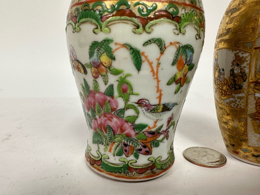 Vintage Chinese Small Hand Painted Porcelain Vase And Vintage Japanese Small Hand Painted Porcelain Vase 4.5H [Photo 7]