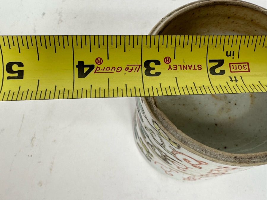 Antique Hand Painted Chinese Famille Rose Hand Painted Stacking Boxes Bowls Butterfly Floral Design 3W X 3H [Photo 13]