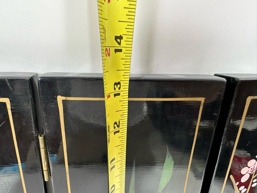 Vintage Chinese Table Double Sided Screen With Semi-Precious Stones And Hand Painted Back 19.5W X 13 [Photo 12]