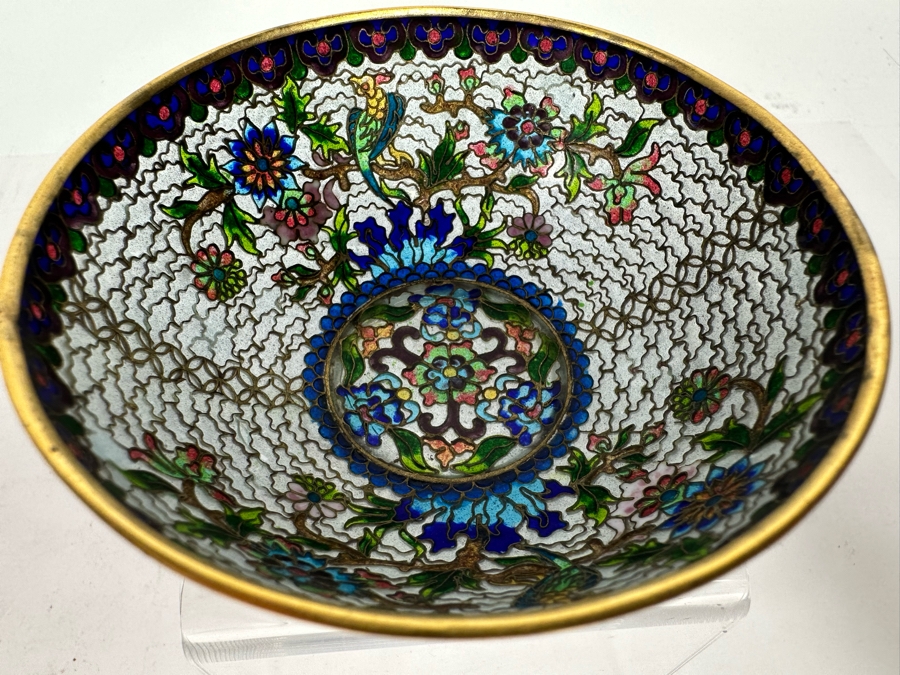 Vintage Chinese Cloisonne Plique A Jour Bowl, Small 3.75W X 1.5H [Photo 5]