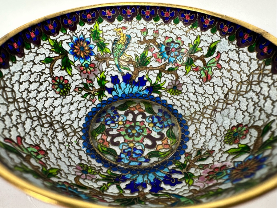Vintage Chinese Cloisonne Plique A Jour Bowl, Small 3.75W X 1.5H [Photo 8]