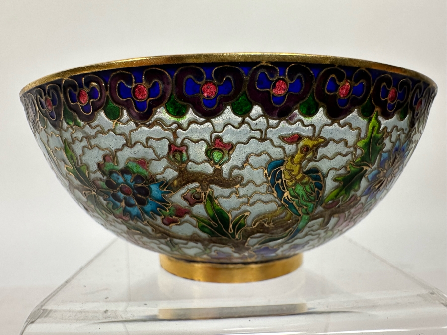 Vintage Chinese Cloisonne Plique A Jour Bowl, Small 3.75W X 1.5H [Photo 6]