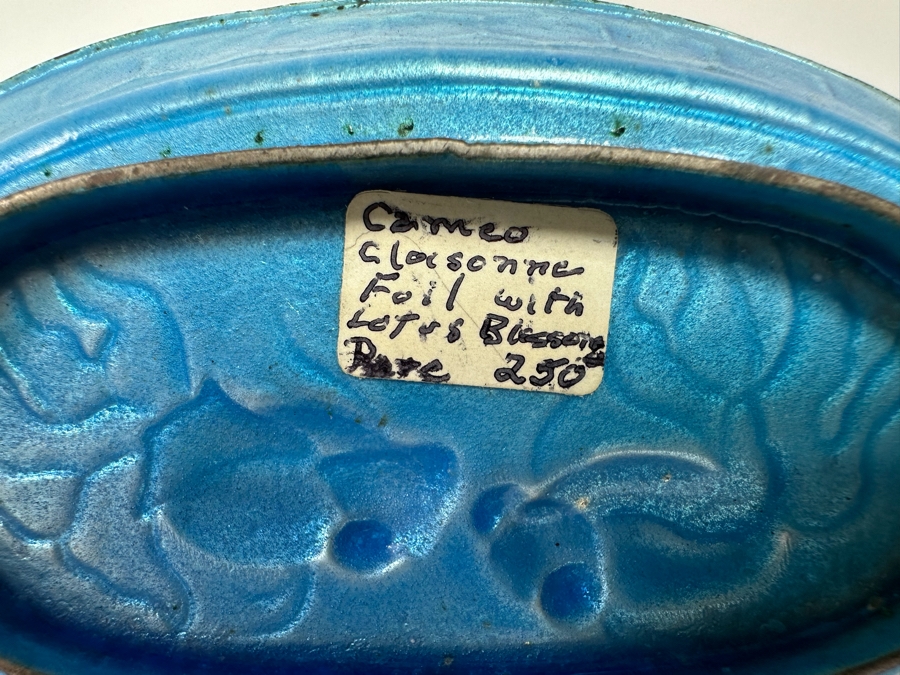 Rare Vintage Chinese Cameo Cloisonne Foil With Koi Fish And Lotus Blossoms 3W X 4H [Photo 11]