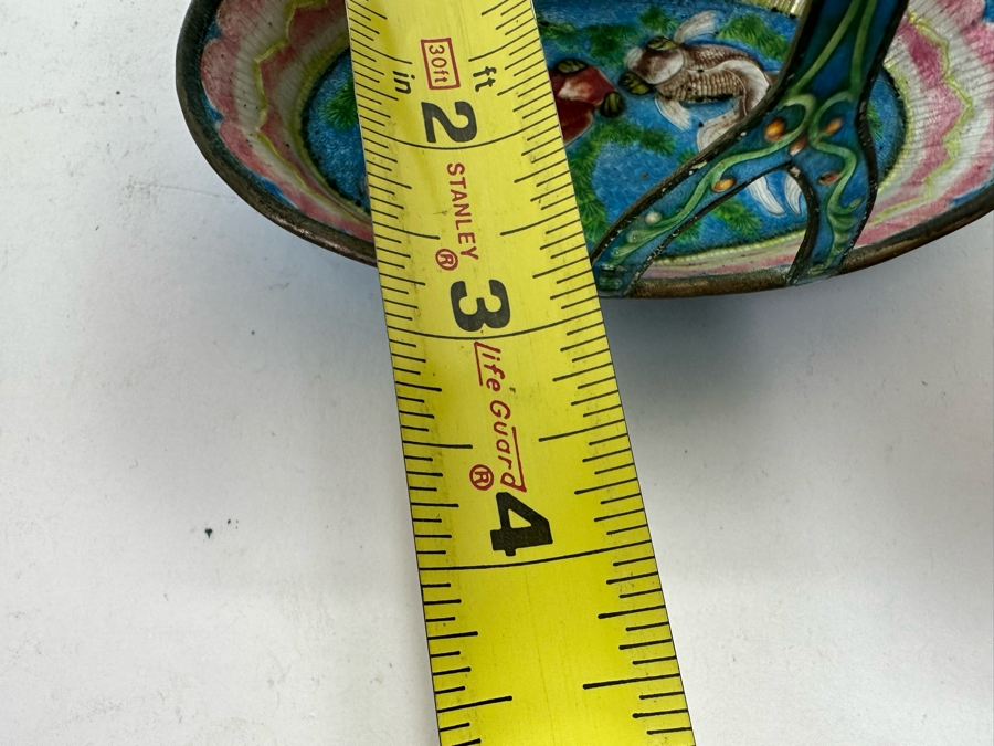 Rare Vintage Chinese Cameo Cloisonne Foil With Koi Fish And Lotus Blossoms 3W X 4H [Photo 12]