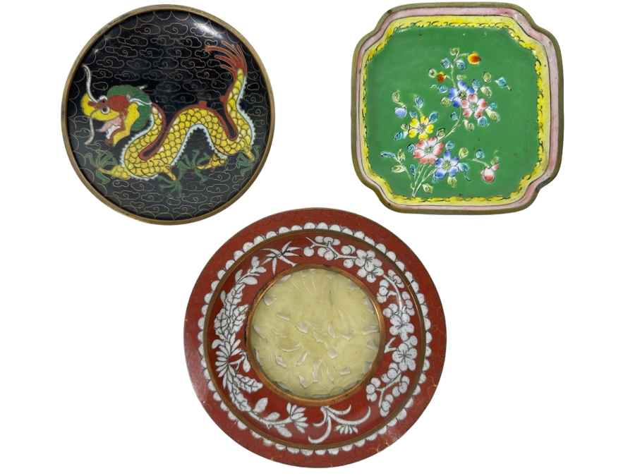 Three Vintage Chinese Cloisonne Trays [Photo 1]