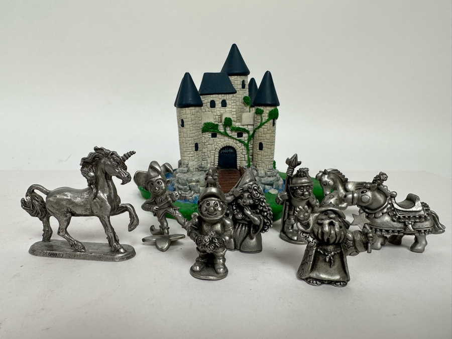 Vintage 1984 Hudson Fine Pewter Figurines And Castle Plus 1990 TSR PP270 D&D Unicorn [Photo 3]