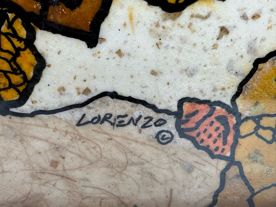 Maui Artist Fred Lorenzo Original 2006 Sea Turtle Mixed Media Artwork 16.5 X 23.5 In Koa Wood Frame 26 X 32 [Photo 7]