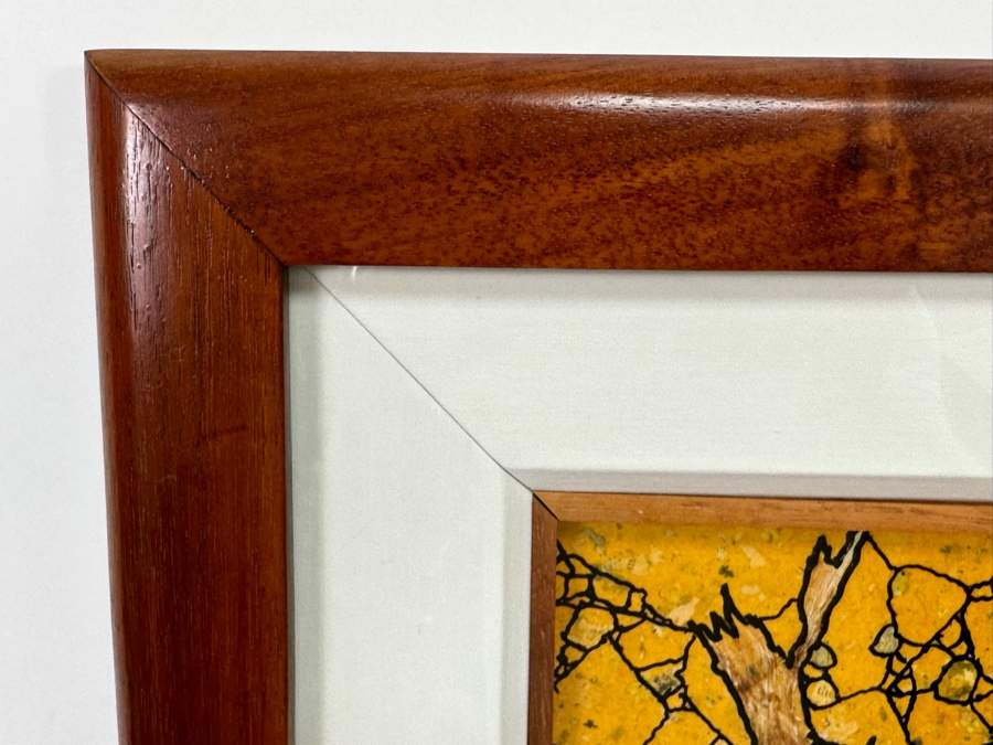 Maui Artist Fred Lorenzo Original 2006 Sea Turtle Mixed Media Artwork 16.5 X 23.5 In Koa Wood Frame 26 X 32 [Photo 8]