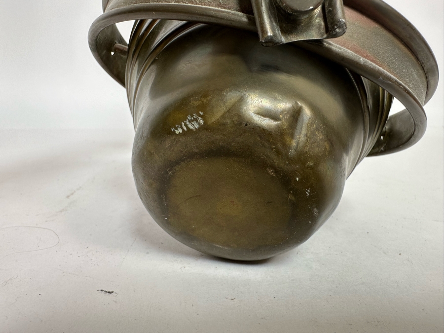 Antique Brass Torch Oil Lamp With Carved Wooden Pole 36.5L [Photo 6]