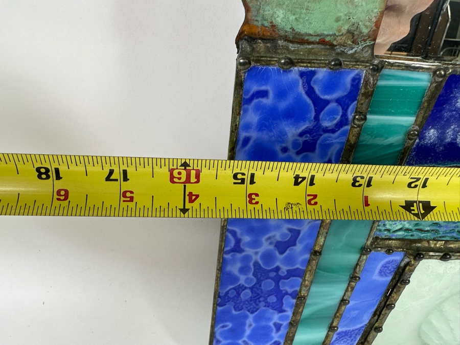 Cindy Hirt Signed Original Custom Designer Metal And Art Glass Sea Shell Beach Decor Design Wall Mirror 15.5 X 33.5 [Photo 13]