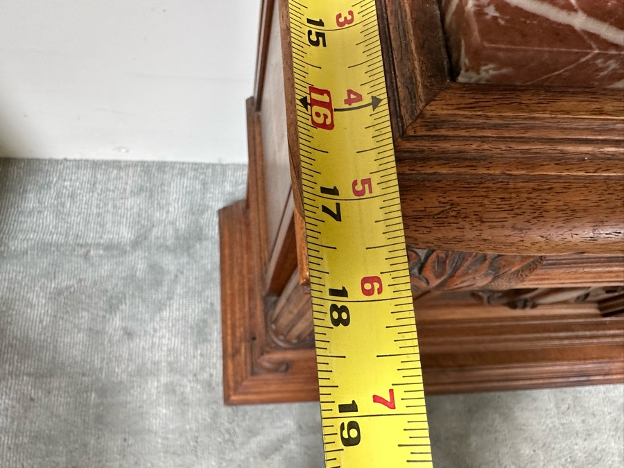 Antique Carved Wooden Henry II Style Server Cabinet With Marble Top 45W X 18D X 72H [Photo 15]