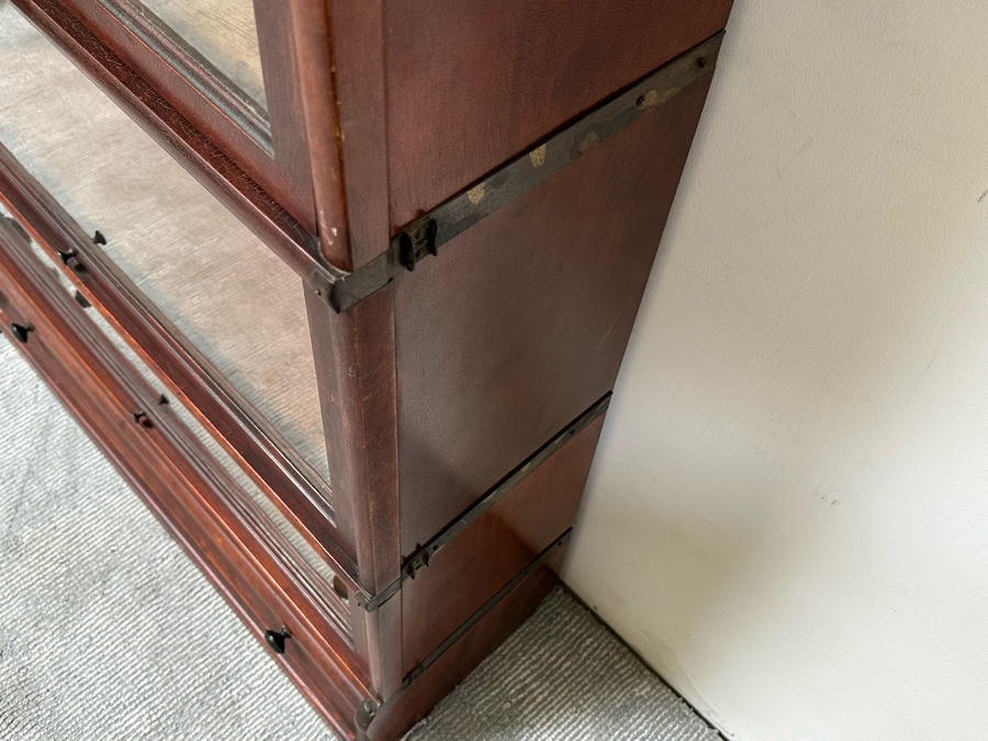 Antique Stacking Lawyer Barrister Bookcase By The Globe-Wernicke Co (Top Case Has Several Cracks In Glass - See Photos) 34W X 12D X 58H [Photo 12]