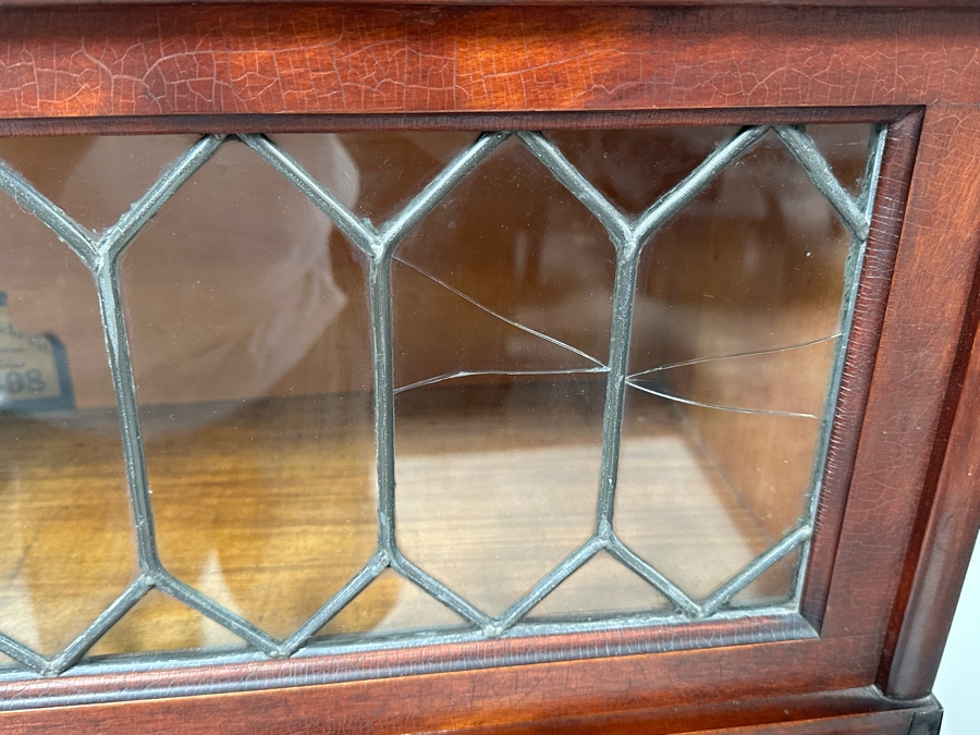 Antique Stacking Lawyer Barrister Bookcase By The Globe-Wernicke Co (Top Case Has Several Cracks In Glass - See Photos) 34W X 12D X 58H [Photo 5]