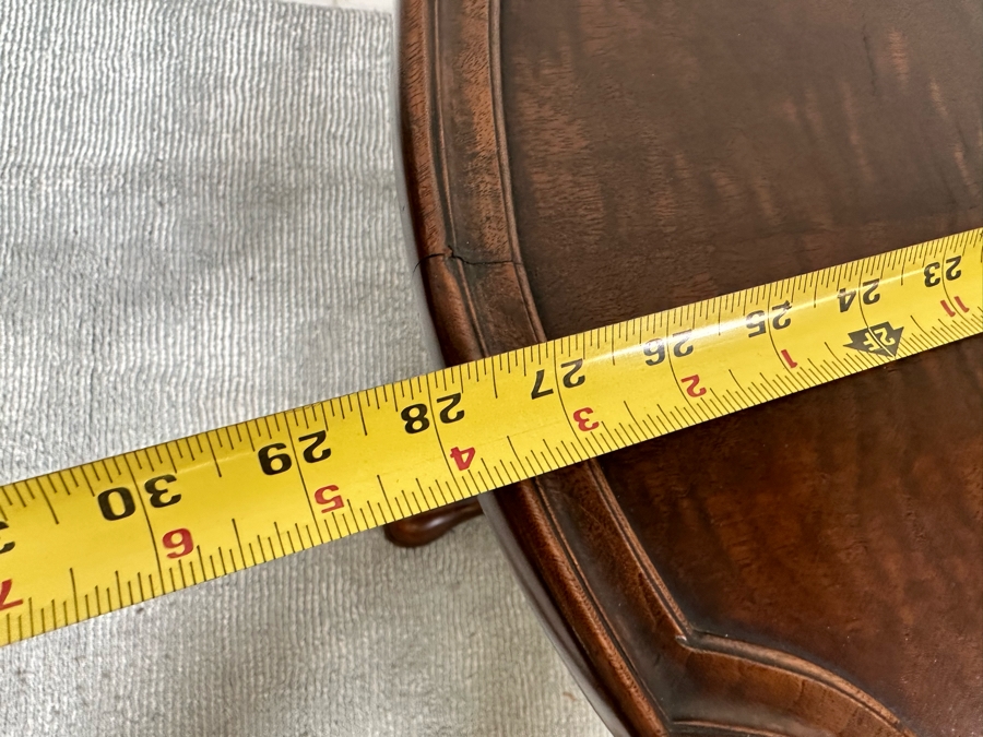 Vintage Mahogany Pedestal Pie Crust Table 28W X 22D X 24H [Photo 9]