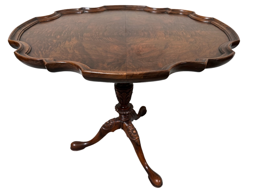 Vintage Mahogany Pedestal Pie Crust Table 28W X 22D X 24H