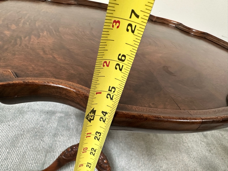 Vintage Mahogany Pedestal Pie Crust Table 28W X 22D X 24H [Photo 11]