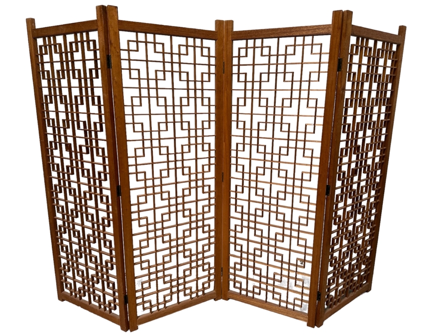 Vintage 4-Panel Geometric Room Divider Screen 96W X 69H [Photo 1]