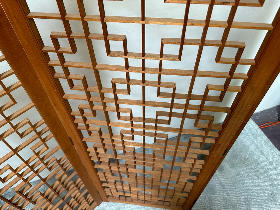 Vintage 4-Panel Geometric Room Divider Screen 96W X 69H [Photo 6]