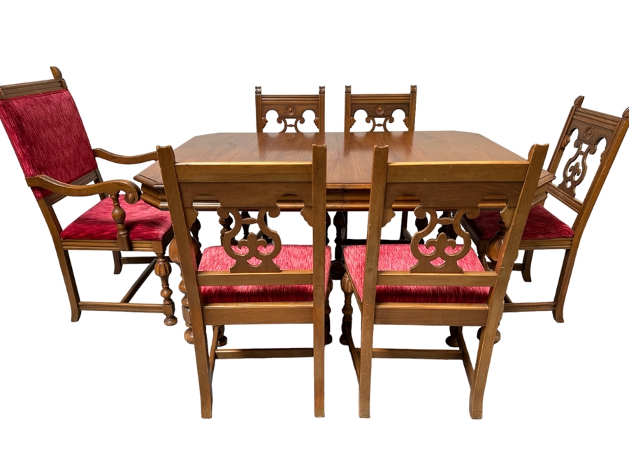 Antique Berkey & Gay Furniture Dining Room Table 62W X 42.5D X 30H With Three 11' Leaves And Six Chairs [Photo 1]