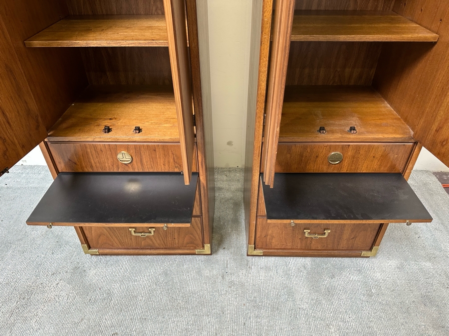 Pair Of Thomasville Campaign Style Pier Cabinets 24W X 19D X 75H [Photo 11]
