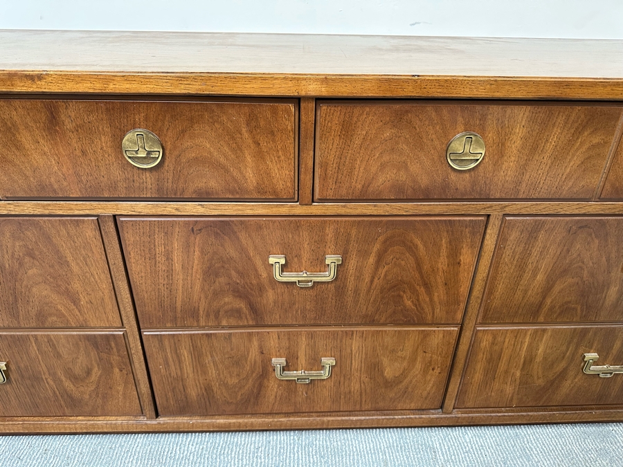 Thomasville Campaign Style Chest Of Drawers Dresser 70W X 19D X 29H [Photo 5]