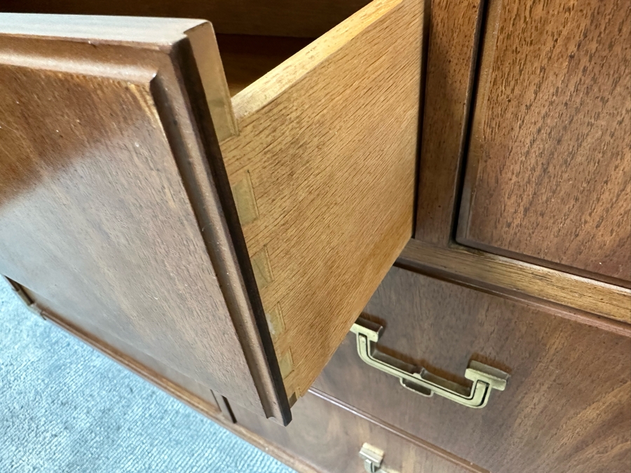 Thomasville Campaign Style Chest Of Drawers Dresser 70W X 19D X 29H [Photo 7]