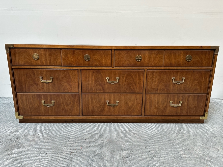 Thomasville Campaign Style Chest Of Drawers Dresser 70W X 19D X 29H [Photo 3]