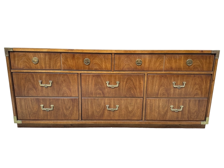 Thomasville Campaign Style Chest Of Drawers Dresser 70W X 19D X 29H [Photo 1]