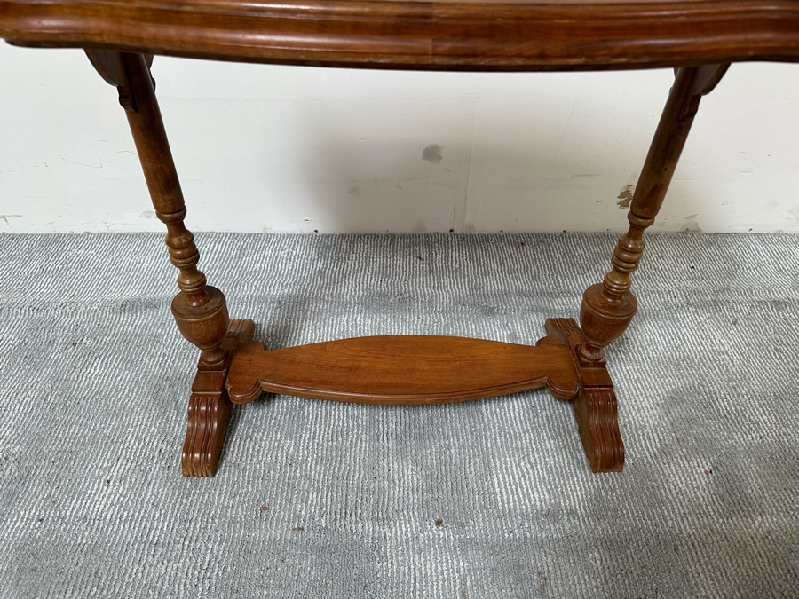 Antique Inlaid Wooden Oval Side Table 32.5W X 15D X 26.5H [Photo 9]
